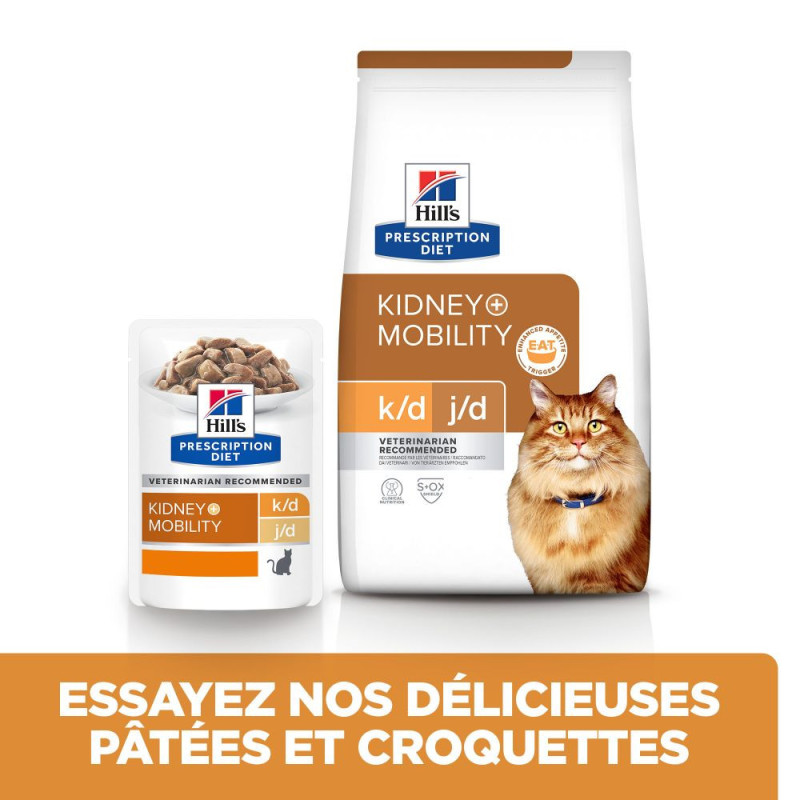 Chat k/d Kidney + j/d Mobility au Poulet en Sauce